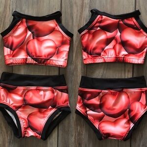 New Custom Red Black Hearts Valentine’s Day 2PC Dance Set